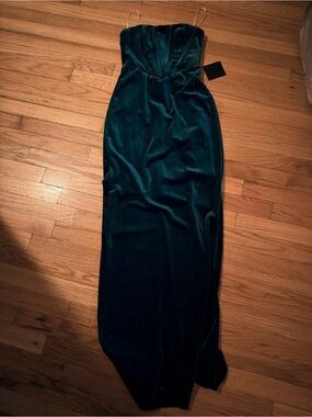Lulu's Teal Strapless Velvet Corset Gown
